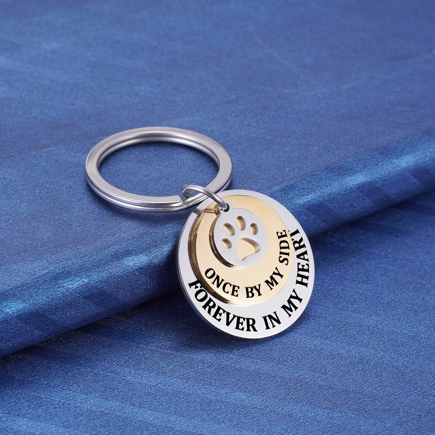Pet Memorial Keychain Sympathy Gifts, Loss of Dog Cat Fur Baby Forever in My Heart Tri-Layer Remembrance Keyring for a Grieving Pet Owner