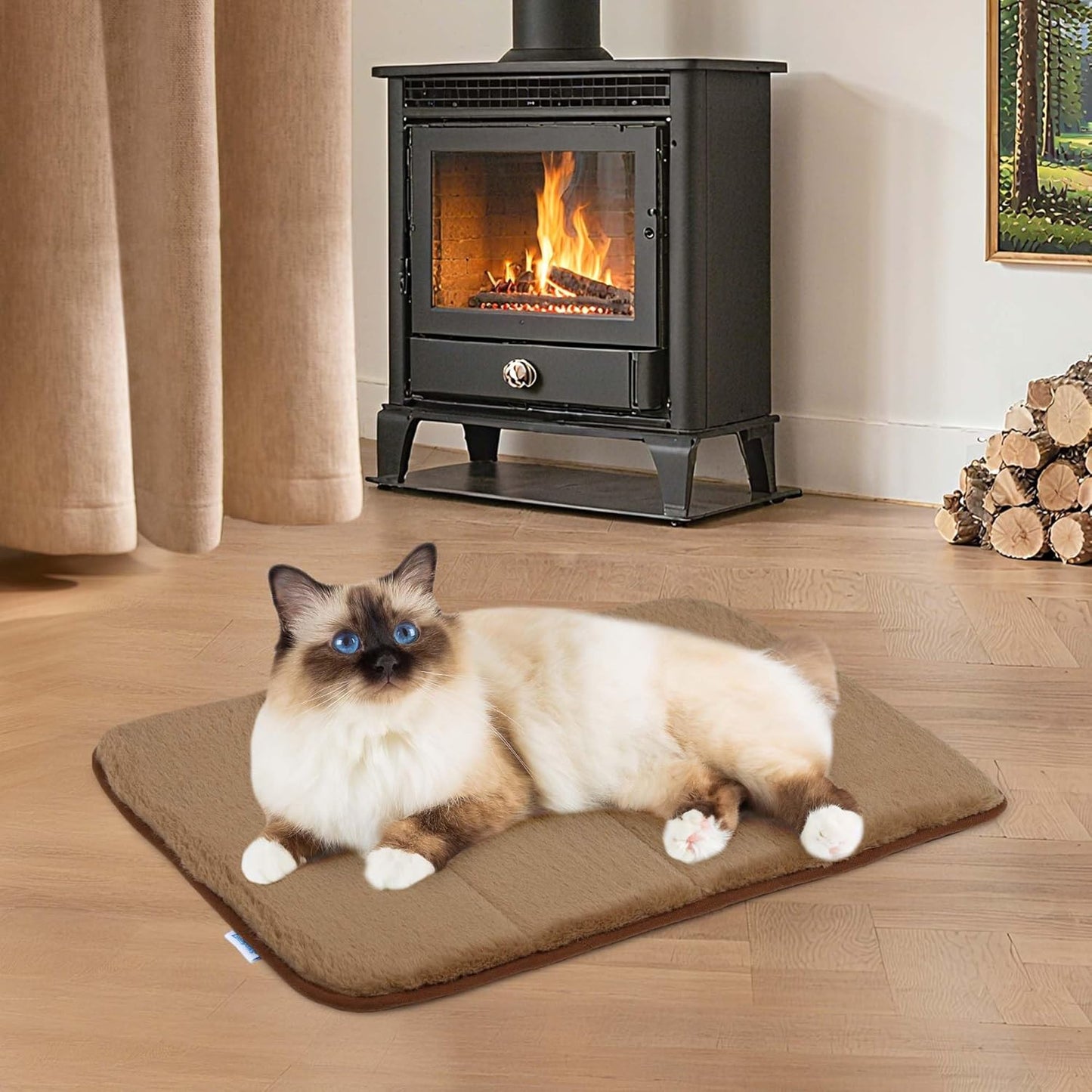 Dog Crate Pad for Small Dogs - Orthopedic Dog Bed with Memory Foam, Washable Soft Warm Pet Mat with Non-Slip Bottom, Khaki