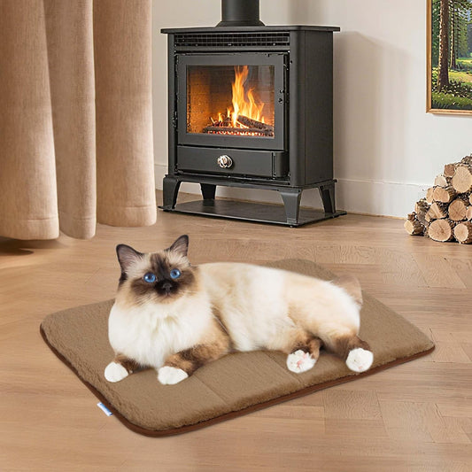 Dog Crate Pad for Small Dogs - Orthopedic Dog Bed with Memory Foam, Washable Soft Warm Pet Mat with Non-Slip Bottom, Khaki