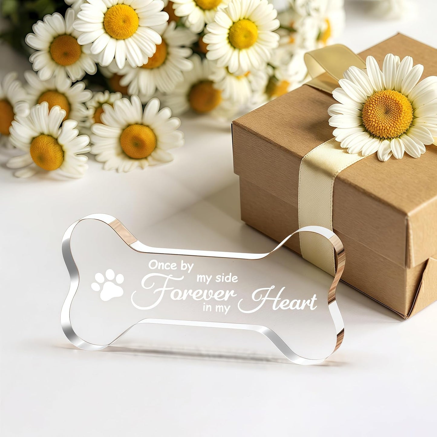 Cynlsum Pet Memorial Ornament Remembrance Gifts Loss of Dog Cat Sympathy Gift Crystal Bone Shape Decor Ornament for Dogs Puppy Keepsake