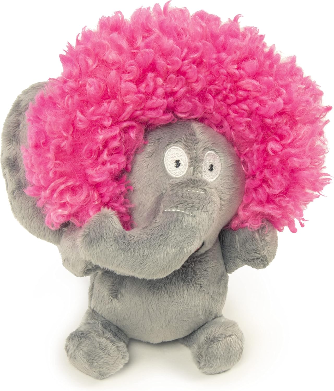 goDog Crazy Hairs Elephant Silent Squeak Plush Dog Toy, Chew Guard Technology - Gray, Small