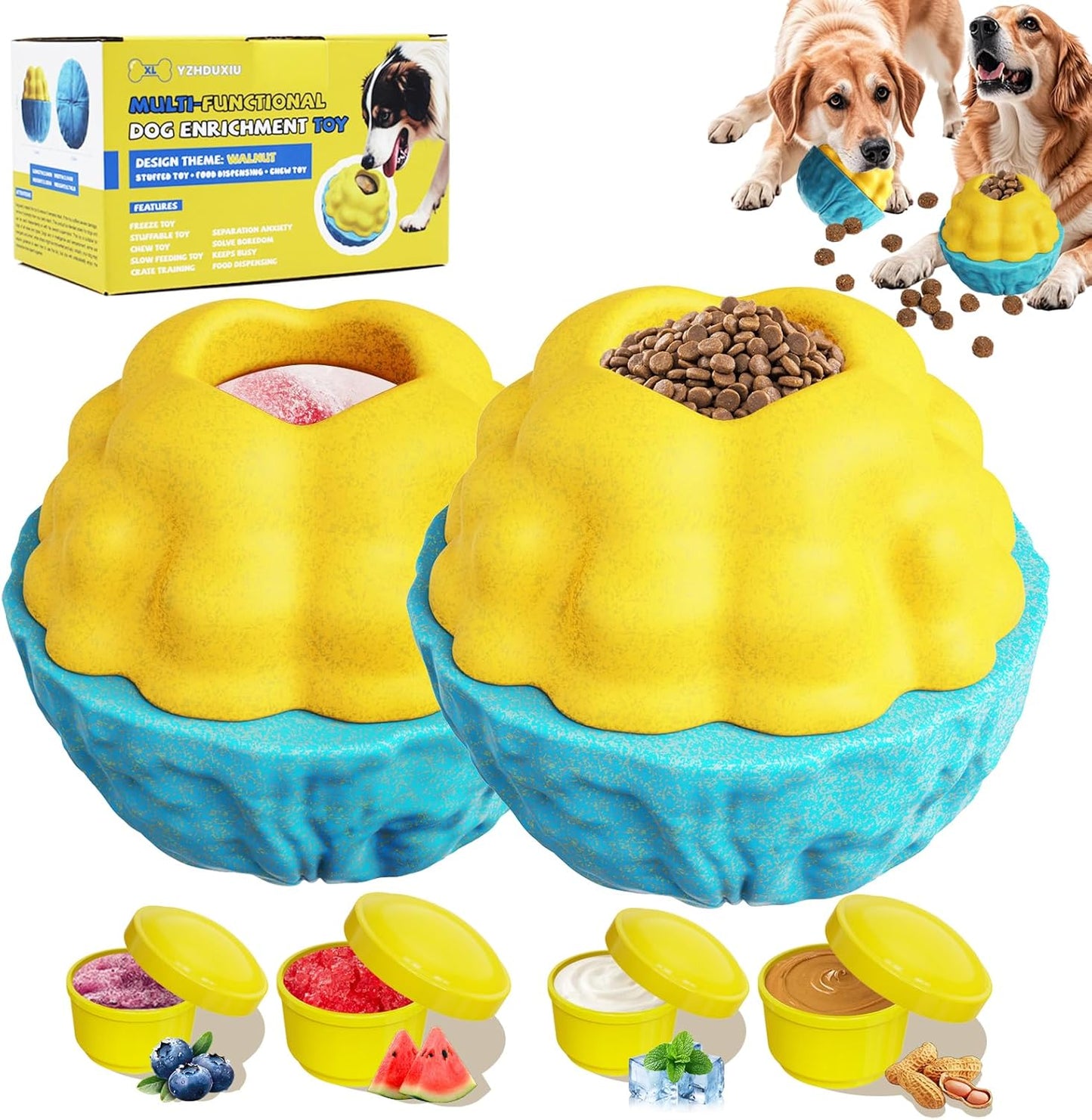 Interactive Dog Toys,Dog Puzzle Toy Treat Dispensing Pet Toys Pupsicles for Dogs Large,Frozen Treat Dogs Holder(2 Pack)