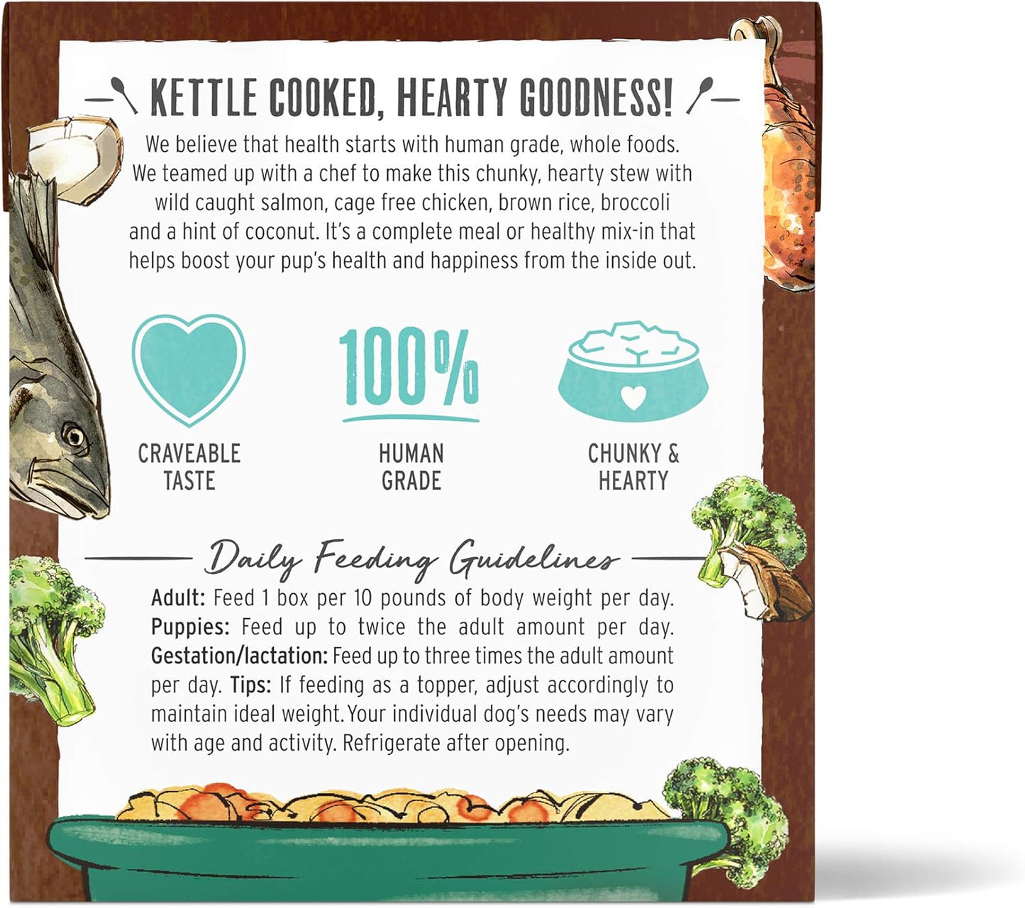 The Honest Kitchen One Pot Stews: Simmered Salmon & Chicken Stew with Brown Rice & Broccoli Wet Dog Food, 10.5 oz x6