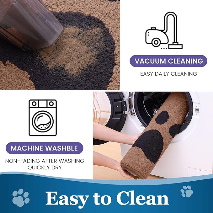 Buganda Dog Door Mat for Muddy Paws, Absorbent Dirt Trapper Washable Indoor Doormats, Non Slip Low-Profile Mud Mat for Dogs, Front Entrance Doormat for Inside Floor (30x20 Inches, Camel and Black)