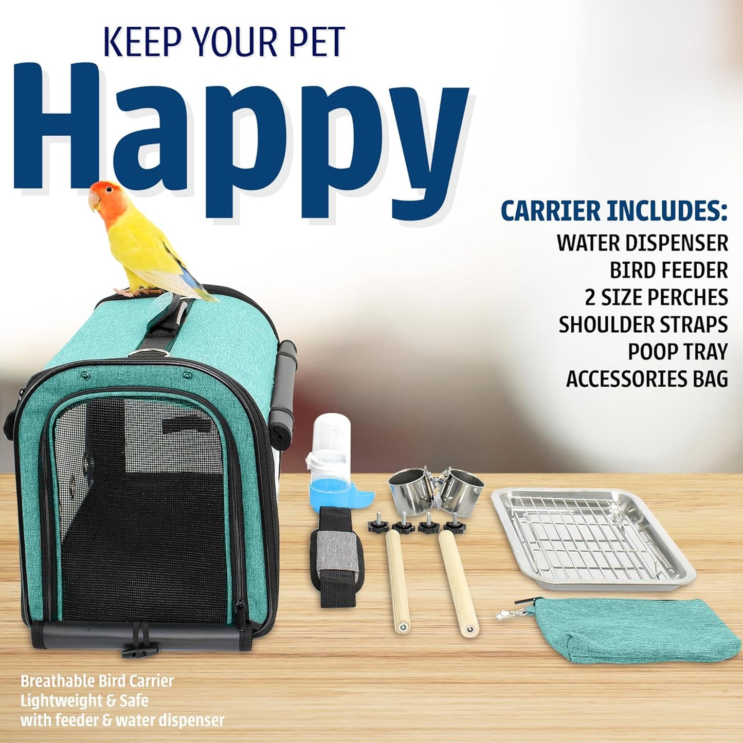 Bird Carrier Bag Bird Travel Cage with Stand, Lightweight Backpack for Parrot, Portable Bird Travel Bag, Pet Transparent Breathable Travel Cage