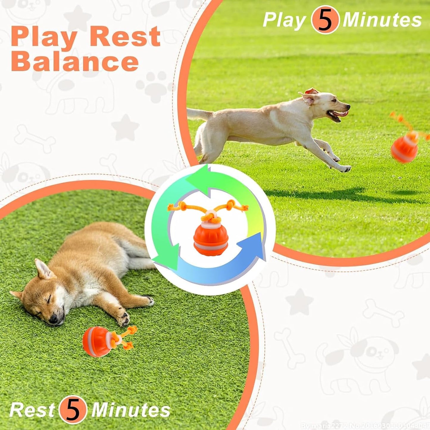 Interactive Dog Toys，Peppy Pet Ball for Dogs，Motion Activate Rolling Ball for Puppy/Medium Dogs，Active Rolling Dog Bal l Wicked Bal l for Daily Training, Dog Toys to Keep Them Busy (Orange)