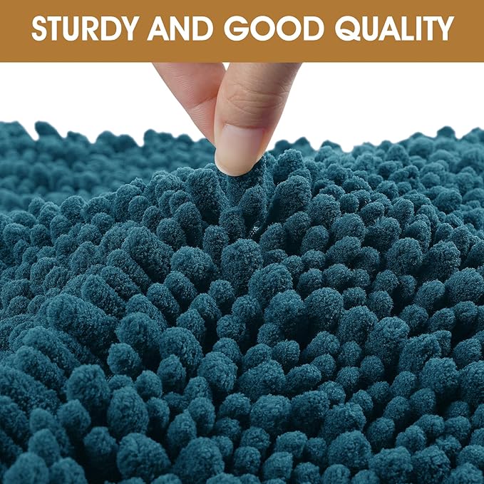 Dog Door Mats for Muddy Paws, Chenille Absorbent Door Mats, Non Slip Heavy Mud Mat for Dogs, Soft Indoor Door Mat for Entryway, Mud Paws, Inside Floor,36" X 24", Teal Blue