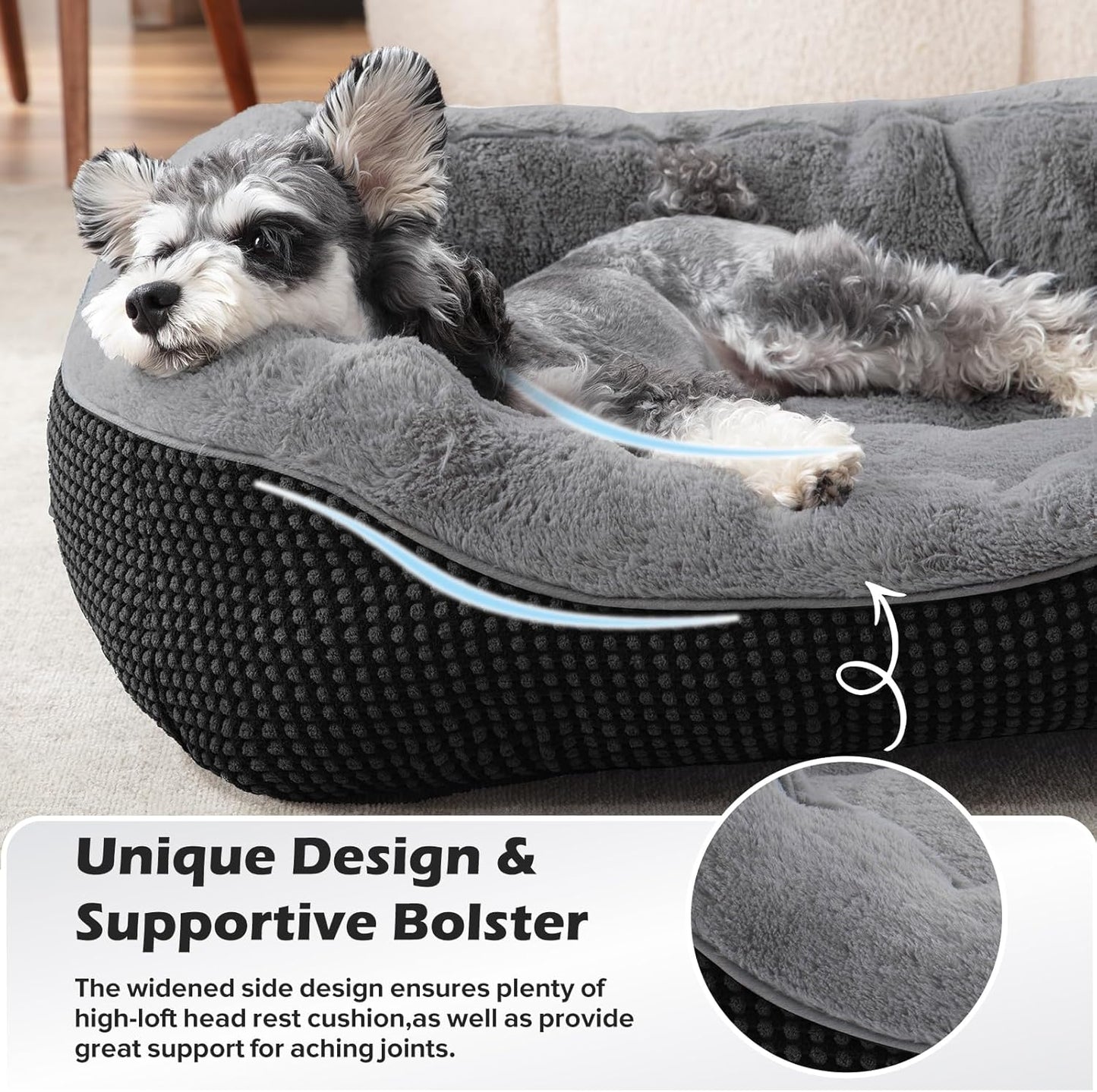 INVENHO Small Dog Bed Orthopedic Warming Soft Calming Sleeping Durable with Anti-Slip Bottom