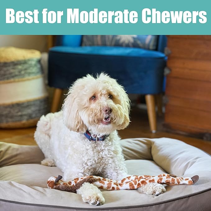 SPOT Skinneeez Giraffe 20 Inch Stuffing-Free Plush Squeaky Dog Toy – Long Interactive Chew Toy for Medium and Large Dogs – Mess-Free Play for Light & Moderate Chewers