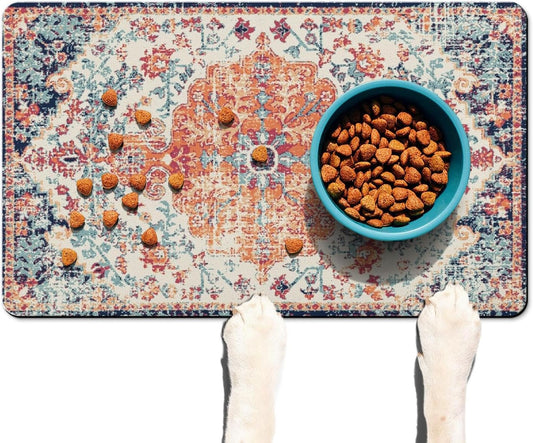 Absorbent Pet Dog Bowl Mat for Food and Water, Pet Cat Food Feeding Mat with Non Slip Rubber Backing, Dog Food Mats for Floors Waterproof, 24"x32"