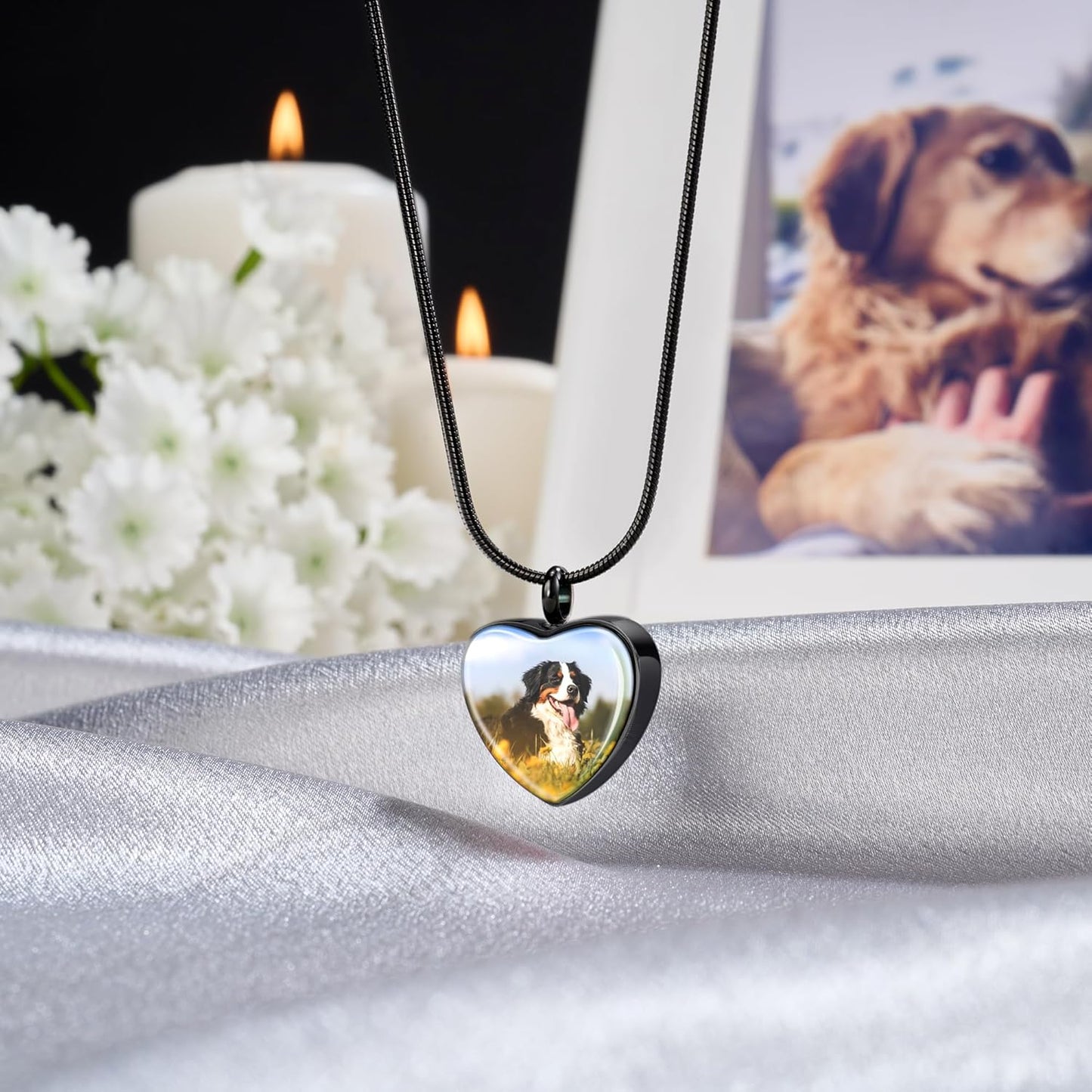 Fanery Sue Pet Ashes Necklace Cremation Jewelry Personalized Picture&Quote Memorial Gifts for Loss of Dog/Cat Urn Necklaces Pets Loss Sympathy Gift Keepsake for Women