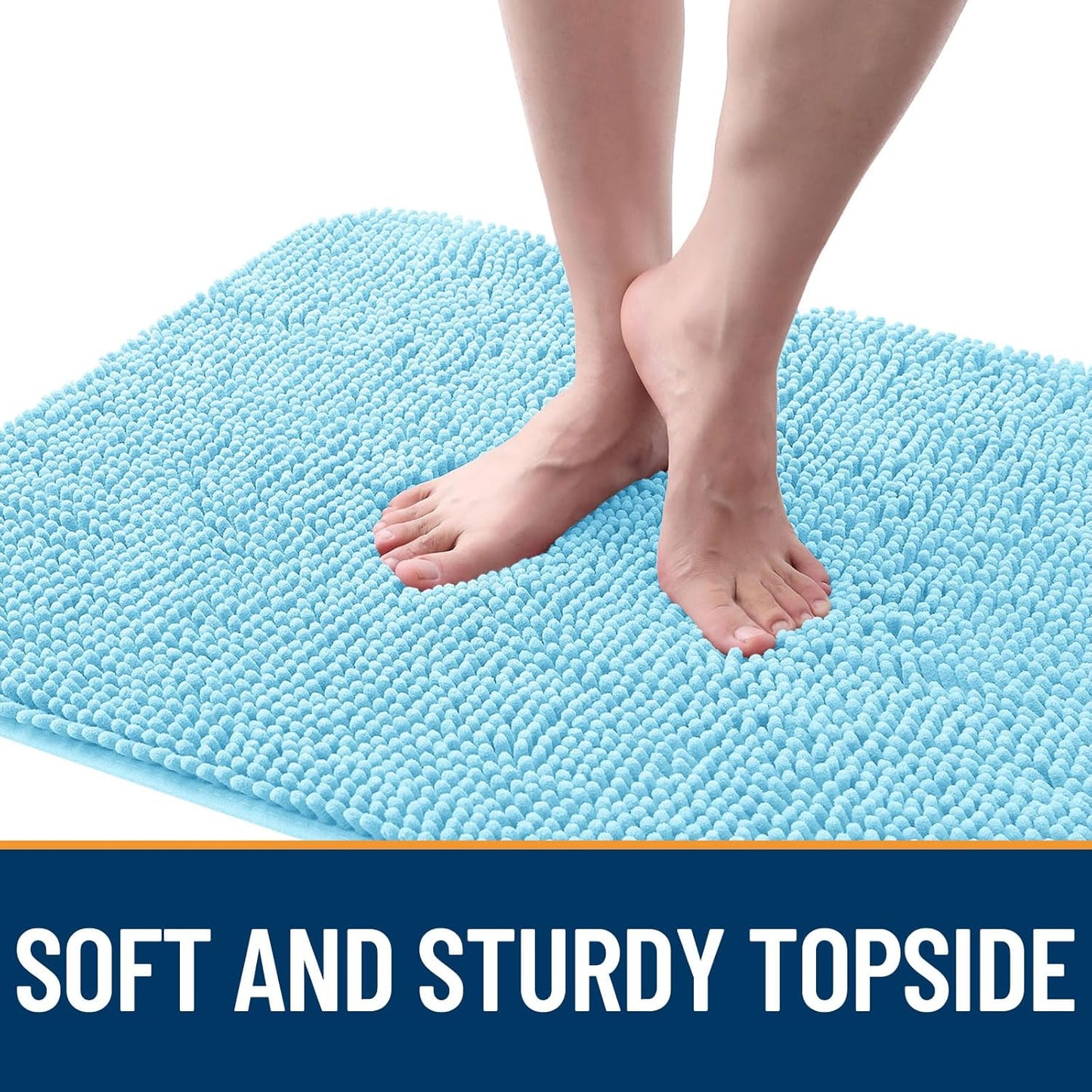 OLANLY Dog Door Mat for Muddy Paws 36x24, Absorbs Moisture and Dirt, Absorbent Non-Slip Washable Doormat, Quick Dry Chenille Mud Mat for Dogs, Entry Indoor Entryway Carpet for Inside Floor, Blue