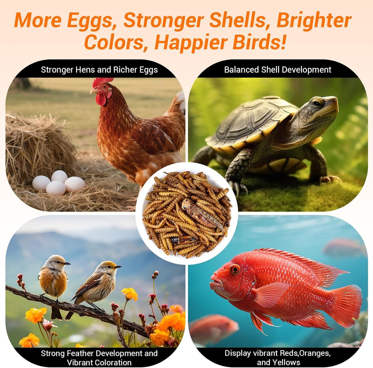 Dried Insect Trail Mix for Chickens - High Protein 42% & Calcium 1.1% for Egg Laying - Natural Treat for Birds, Reptiles, Ducks, Hedgehogs - 1 Lbs Resealable Bag