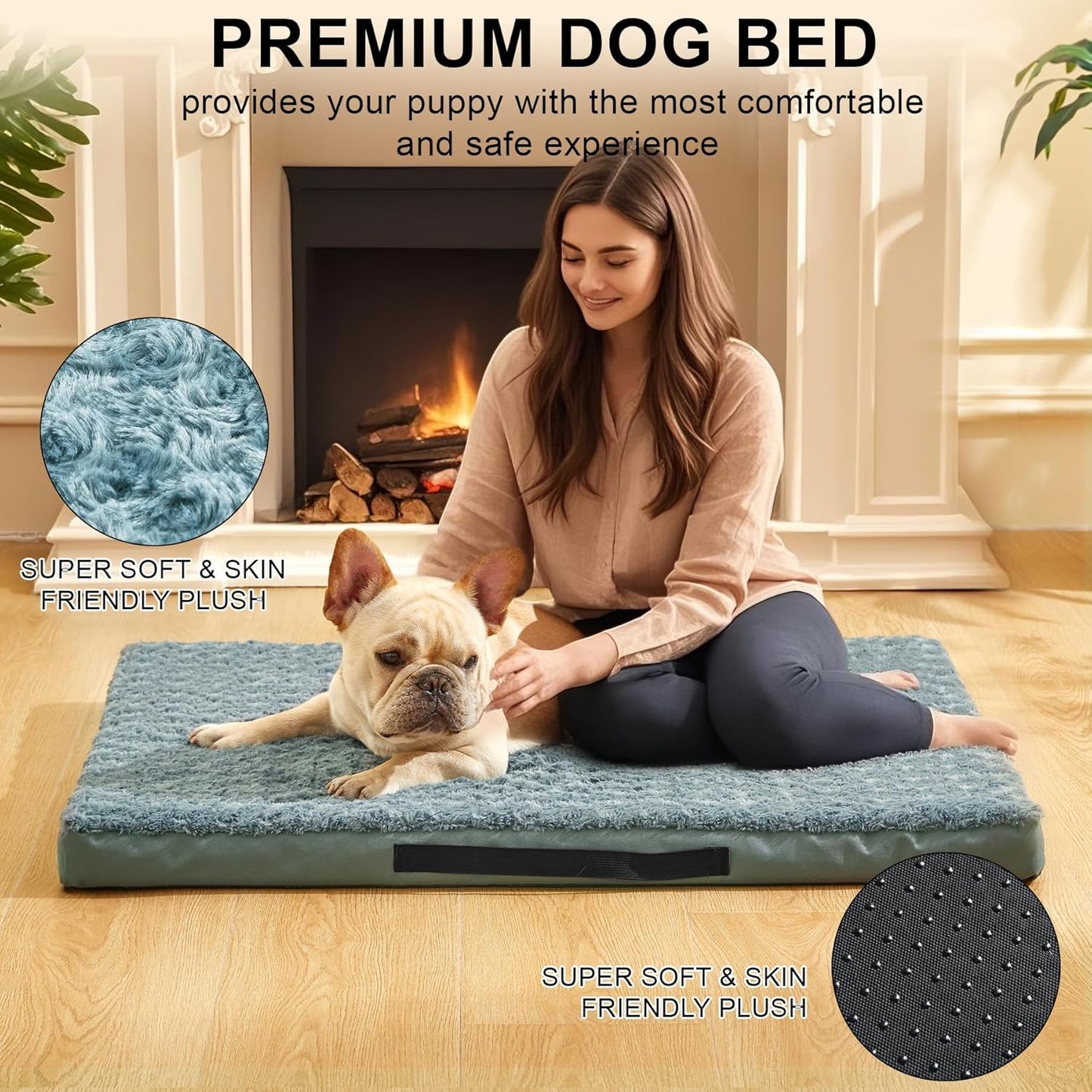 Orthopedic Dog Beds for Crate with Removable Washable Cover Egg-Crate Foam Pet Pad Mat with Anti-Slip Bottom,Waterproof Dog Beds Small Sized，20x16 Inch