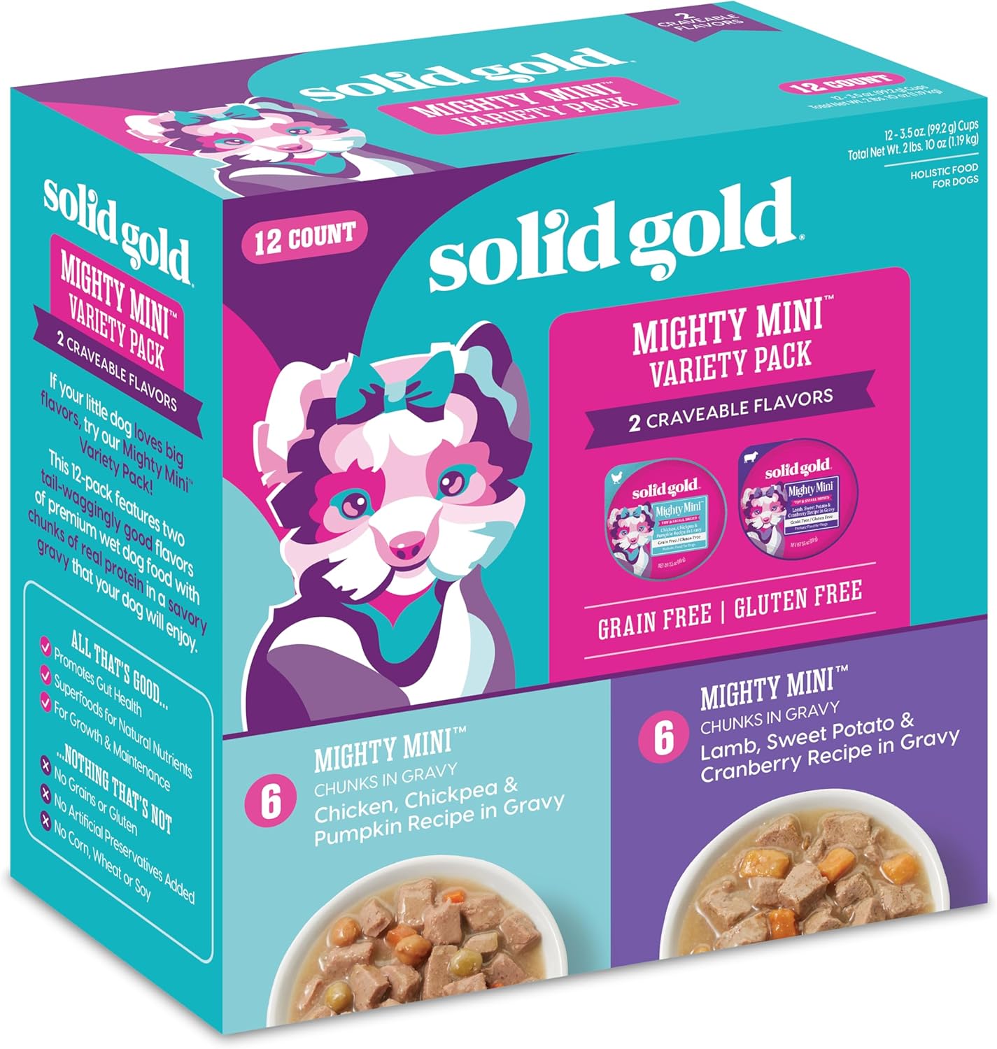 Solid Gold Wet Dog Food for Small Dogs - Grain Free Small Dog Food Wet Recipe w/Chicken, Lamb & Superfoods for Gut Health & Immune Support - for Puppies, Adult & Senior Breeds - 12ct Variety Pack