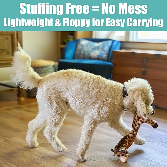SPOT Skinneeez Giraffe 20 Inch Stuffing-Free Plush Squeaky Dog Toy – Long Interactive Chew Toy for Medium and Large Dogs – Mess-Free Play for Light & Moderate Chewers
