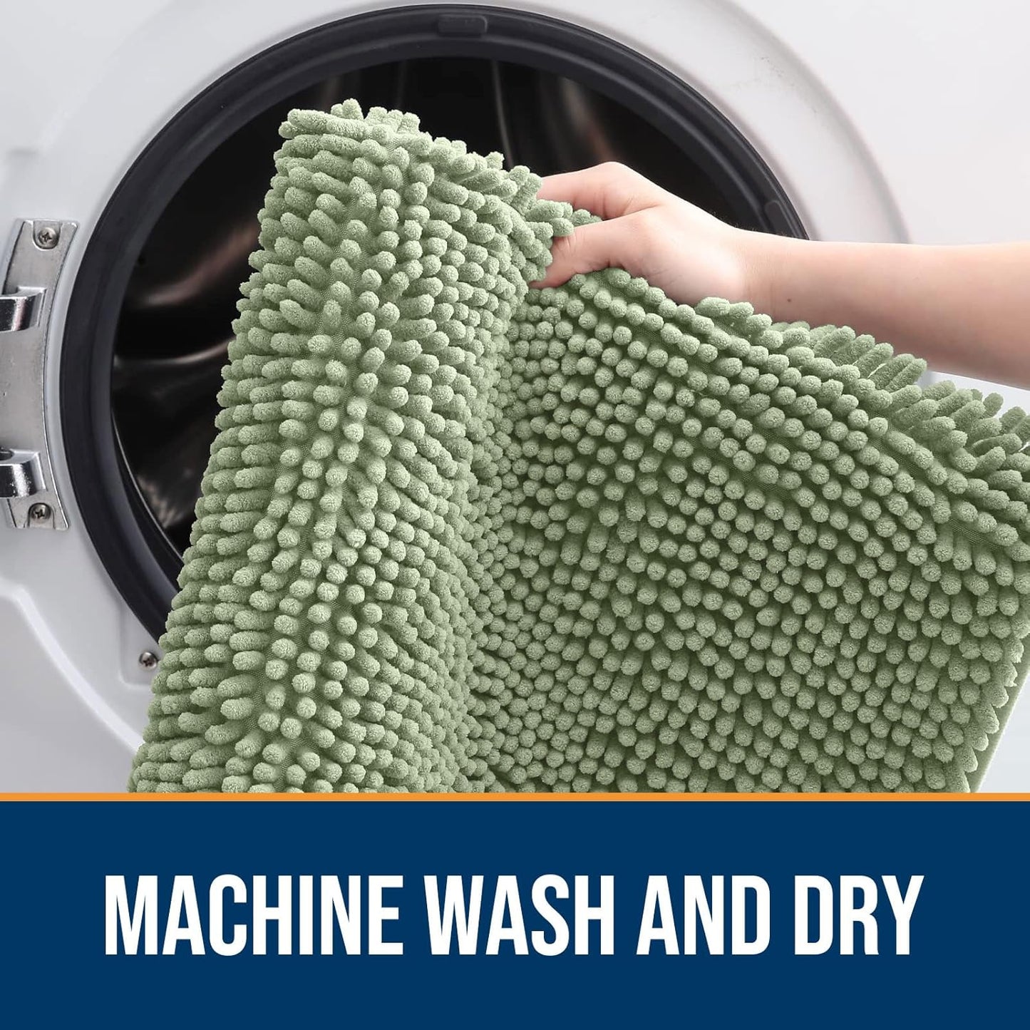 OLANLY Dog Door Mat for Muddy Paws 40x24, Absorbs Moisture and Dirt, Absorbent Non-Slip Washable Doormat, Quick Dry Chenille Mud Mat for Dogs, Entry Indoor Entryway Carpet for Inside Floor, Sage Green