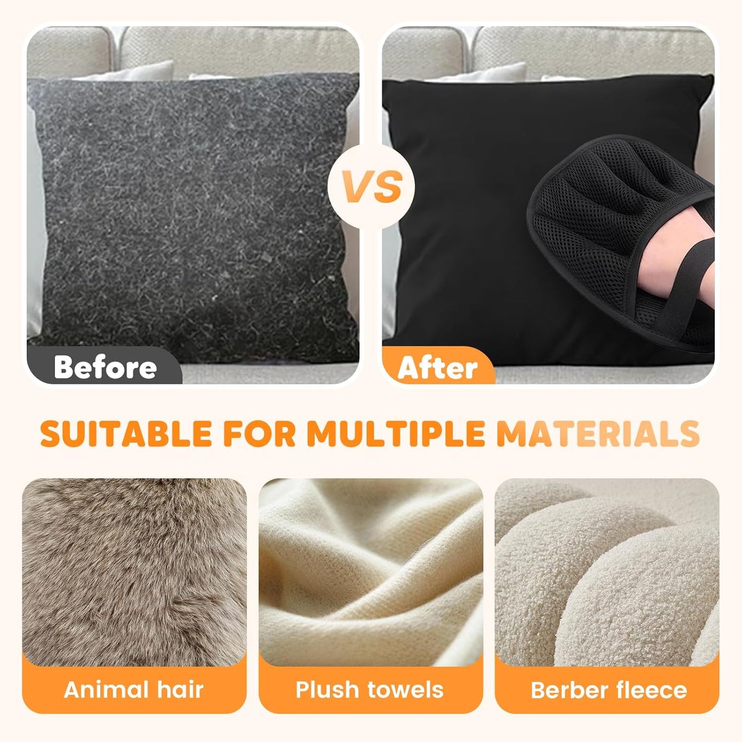 Pet Hair Remover Gloves, 2025 Upgraded Static Removal Gloves for Pet Hair, Cat & Dog Hair Removal Tool for Couch, Furniture, Carpet, Car Seat, Pet Grooming (1 Pack)