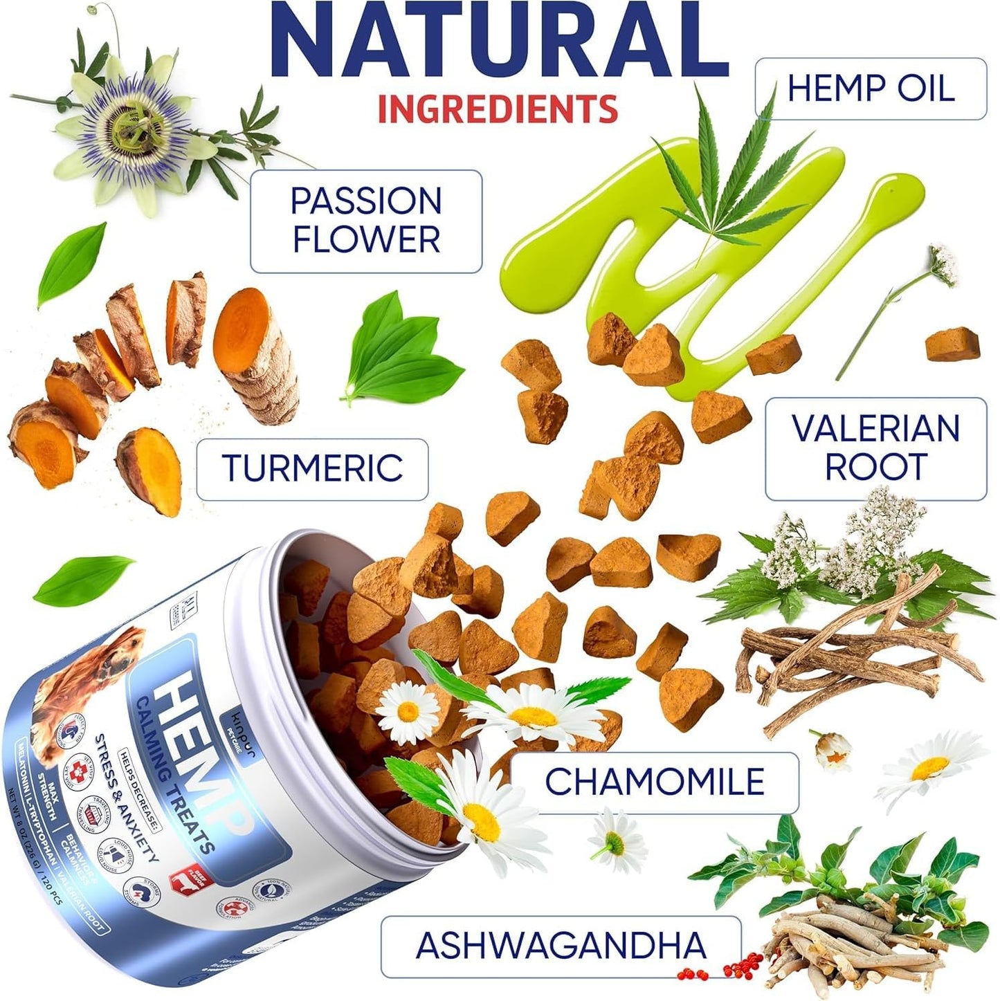 Natural Hеmp Calming Chews for Dogs w/Valerian Root & Melatonin/Hip Joint Health + Mood & Behavior Aid for Fireworks, Thunderstorms, Separation/Tasty Calming Treats 120 ct