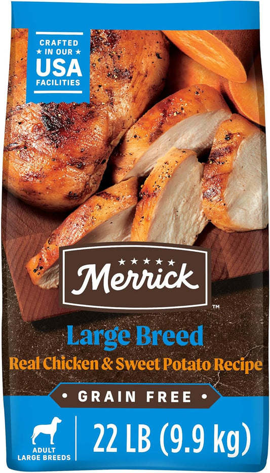 Merrick Grain Free Premium Large Breed Dry Dog Food, Wholesome and Natural Kibble, Chicken and Sweet Potato - 22.0 lb. Bag