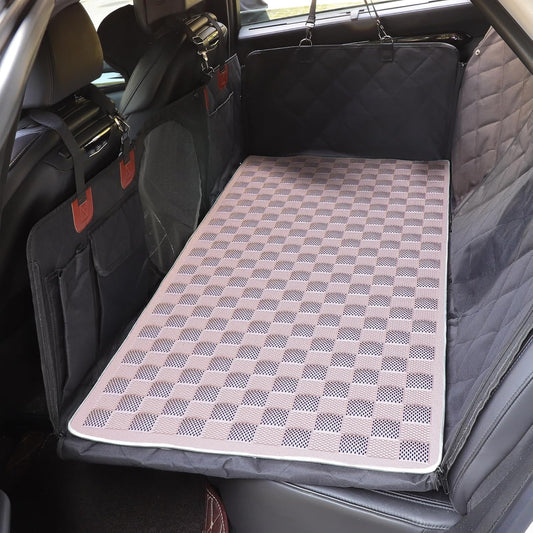 Manificent Non-Slip Pet Bed Mat for Back Seat Extender, Hair Resistant Dog Blanket for Hard Bottom Dog Car Seat Cover, Anti Slip Pet Linner Backseat Cover Blue/Plaid