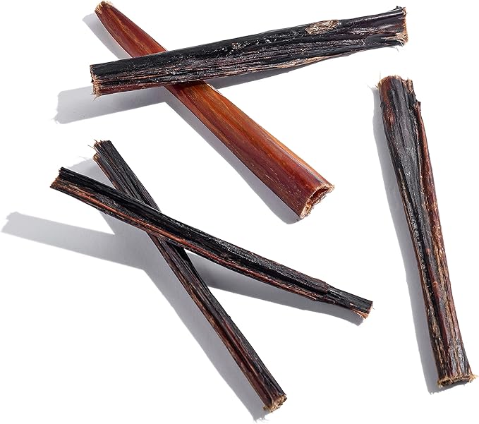 Jack&Pup 6 Inch Skinny Bully Sticks for Small Dogs (30 Pack) Thin, Odor Free Bully Sticks Sheaths | Single Ingredient Beef Pizzle Sticks for Senior Dogs and Puppies