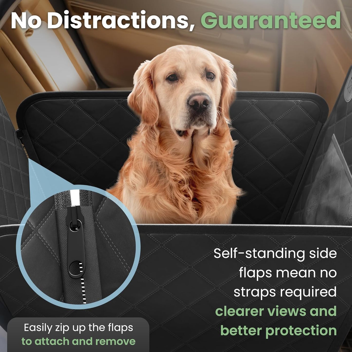 Dog Car Seat Cover for Back Seat Half or Full - 3-Way Backseat Dog Hammock for Car Hard Bottom & Anti-Slip with Safety Seatbelts, Bowl - 63.8x52.7 Pet Backseat Cover for SUV, Sedans, Trucks