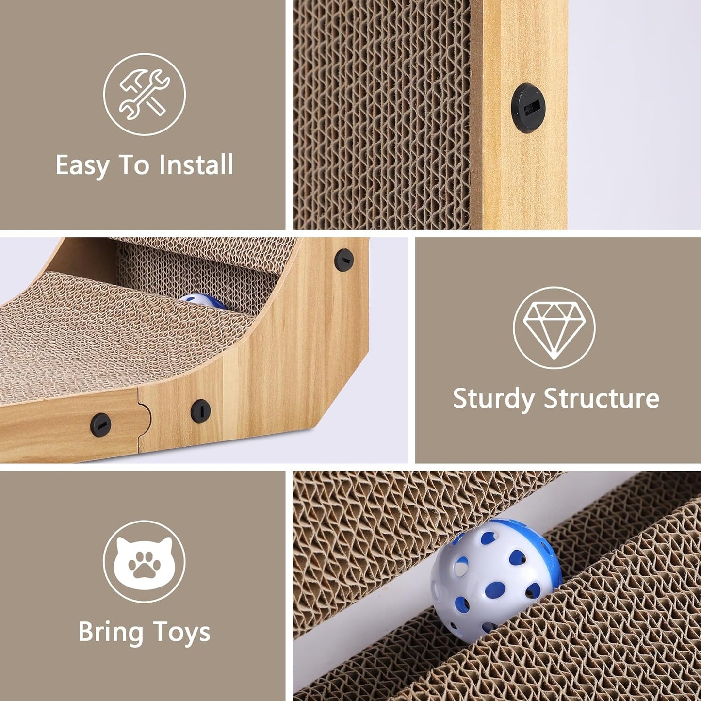 Cat Scratcher, 16.9 L Shape Cat Scratch Pad Wall Mounted, Cat Scratching Cardboard for Indoor Cats