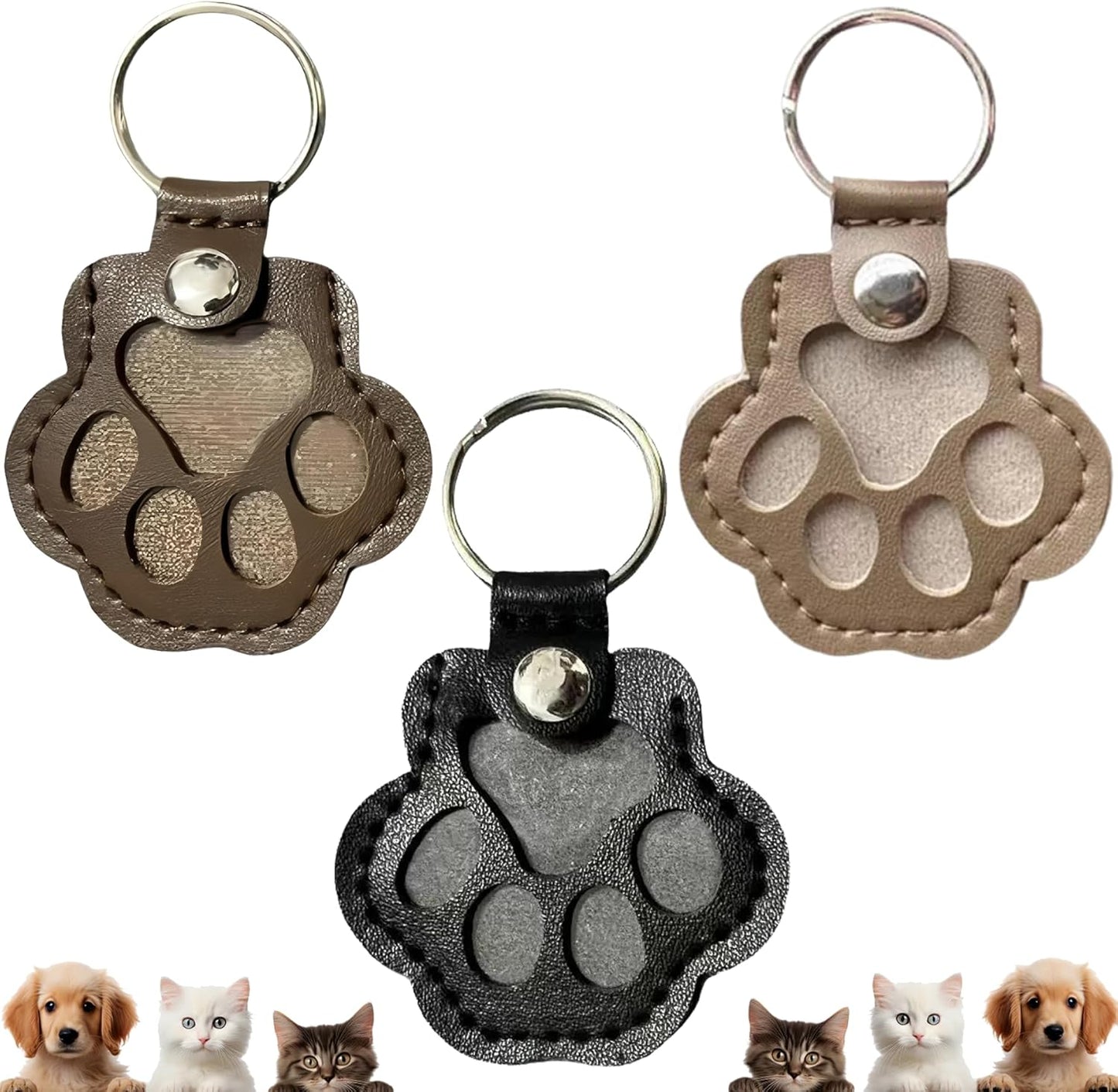 Leather Pet Memorial Keychain, Pet Hair Keepsake Keychains, Cute Leather Paw Keychains, Memorial Gift for Pet Lovers