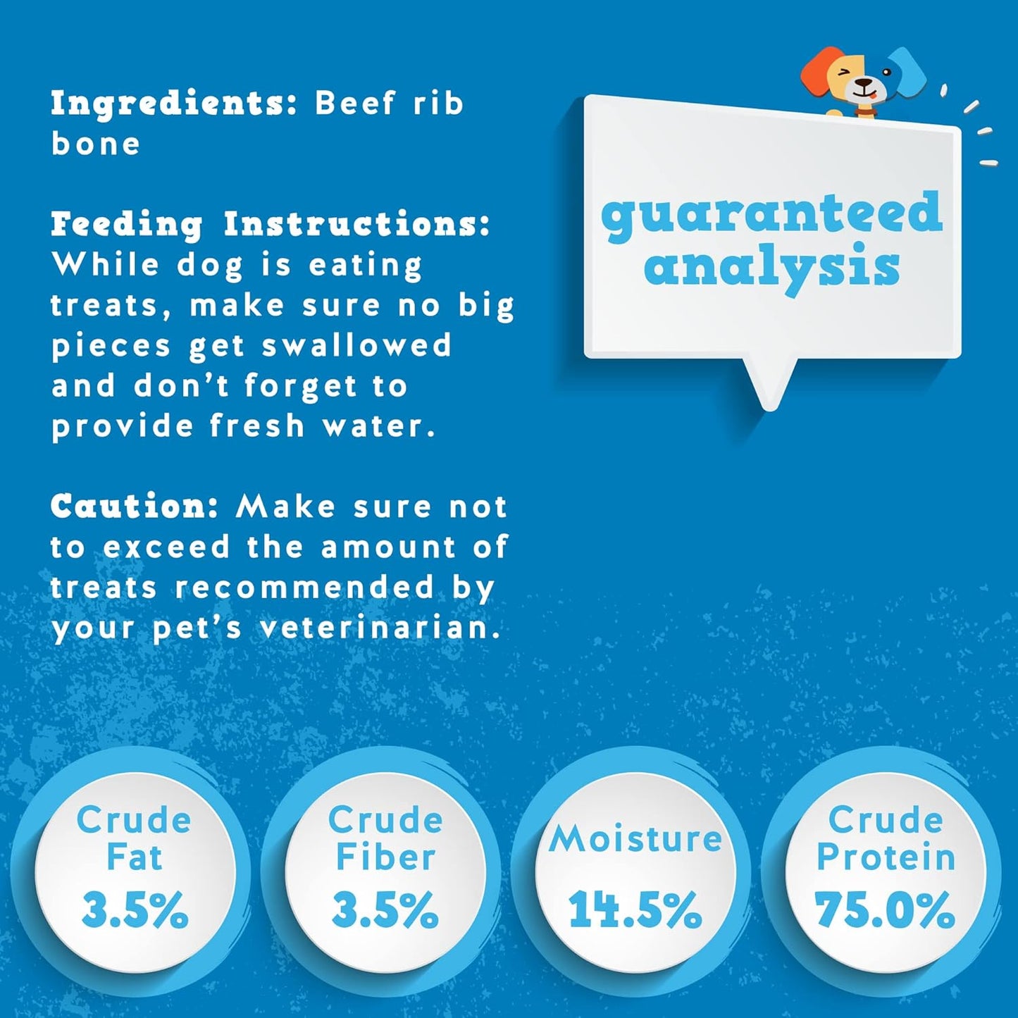 Jack&Pup 12" Rib Bones for Dogs, All Natural Dog Beef Bones, Single Ingredient Bone Marrow, Real Bone for Dogs (6 Pack)