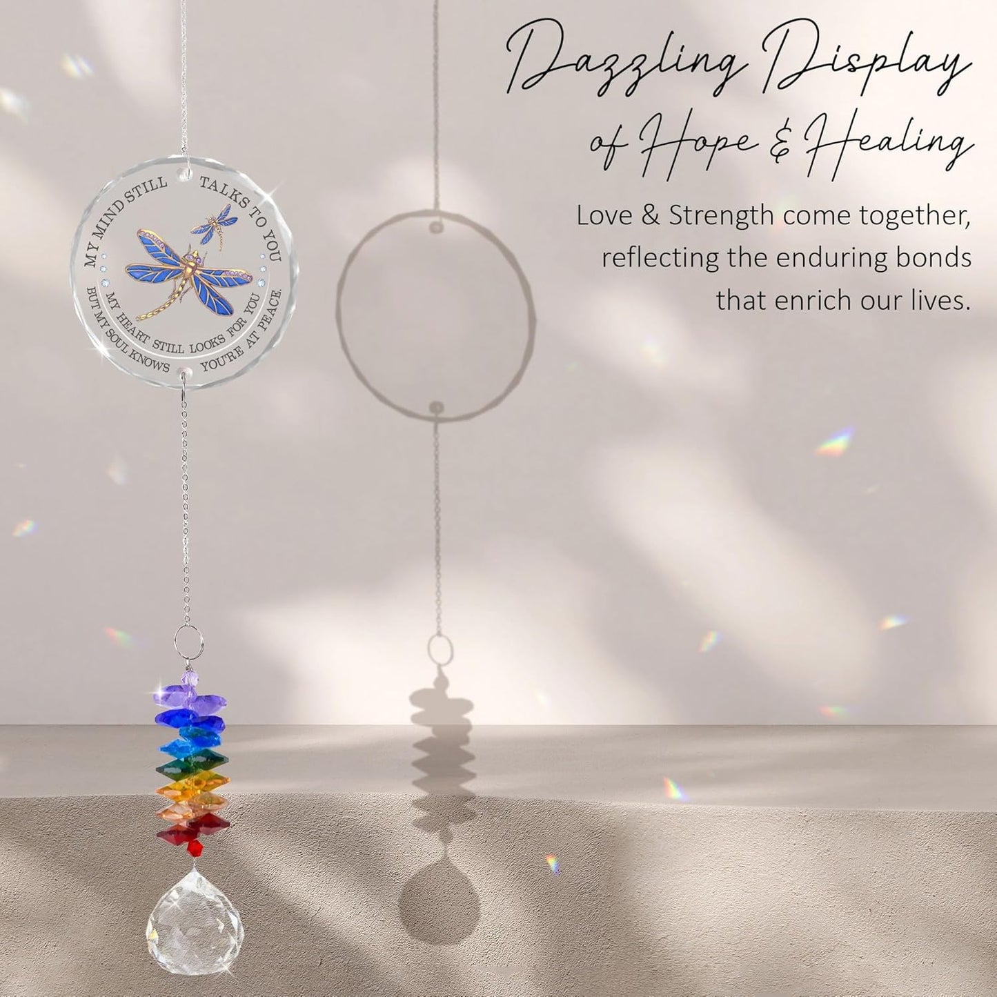 Memorial Suncatcher Sympathy Gift for Loss of Loved One - Crystal Rainbow Maker - Bereavement Keepsake - Hanging Crystal Decor - Suncatcher Ornament