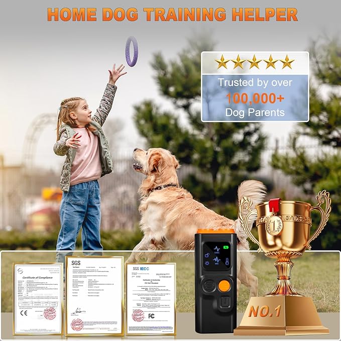 2025 U.S. Design - Bark Shield for Dogs [200% Frequency Modulated Ultrasound - German Control Chip] [100% Safe] 1-Second Activation, Dog Bark Deterrent Devices for Indoor and Outdoor Use (Orange)