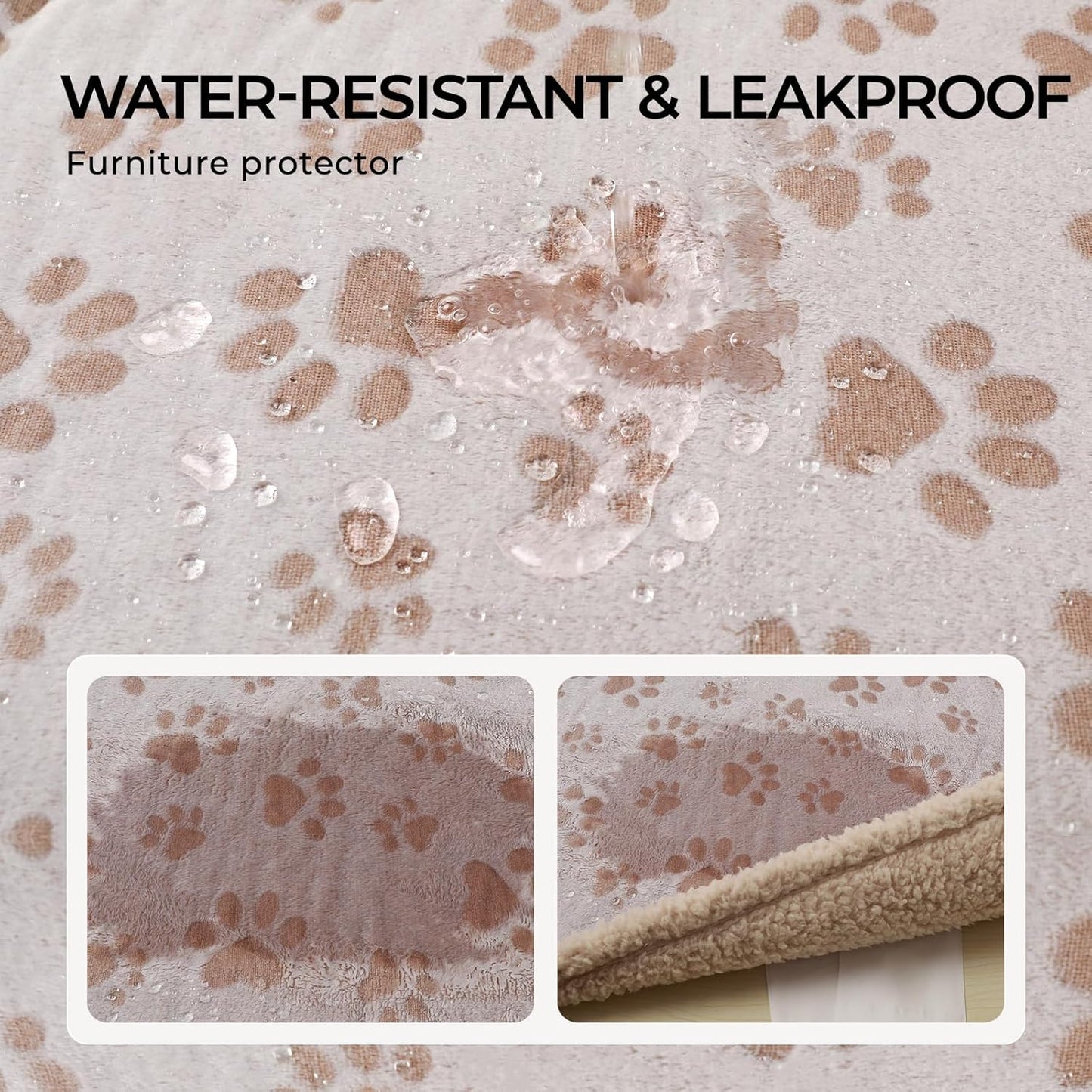 Luciphia Waterproof Pet Blankets for Couch Sofa Bed Cover Liquid Pee Proof Washable Soft Fluffy Large Dog Blanket Reversible Furniture Protection Heart Paw Khaki Small（40" x 28"）