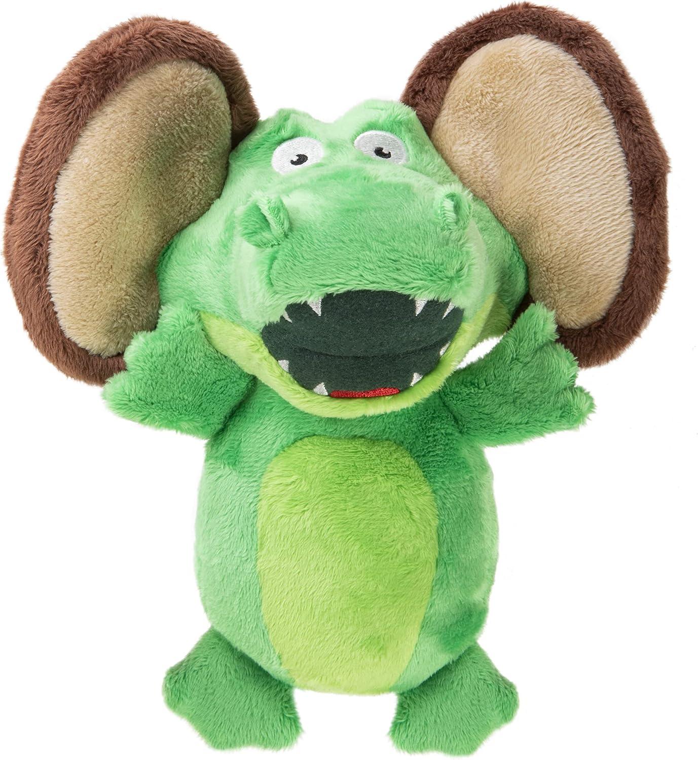goDog Flips Gator-Monkey Silent Squeak Plush Dog Toy, Chew Guard Technology - Green, Large