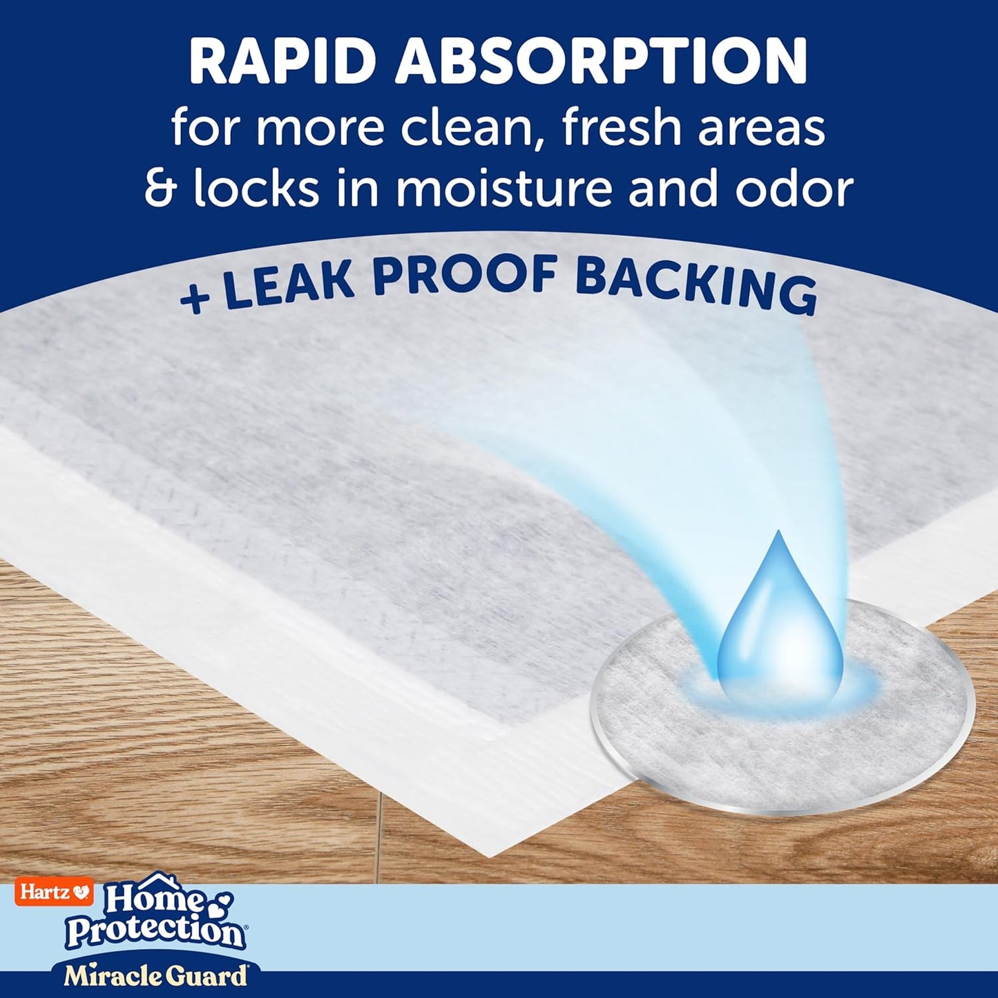 New! Hartz Home Protection Miracle Guard Dog Pads, Regular Size 50 Count, 3X Absorbency & 3X Longer use, Won't Leak and Odor Eliminating