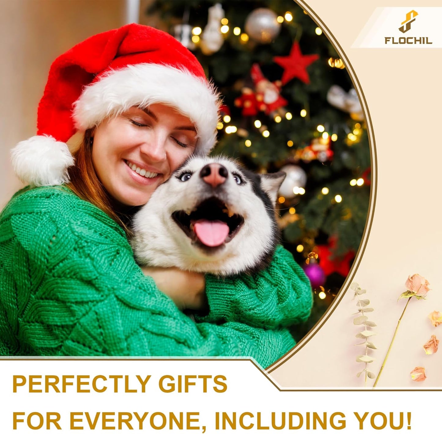 FLOCHIL Personalized Dog Christmas Ornaments, Custom Photo Name for Christmas Trees, Dog First Christmas Ornaments, Best Gifts for Pet Lovers Acrylic Ornament