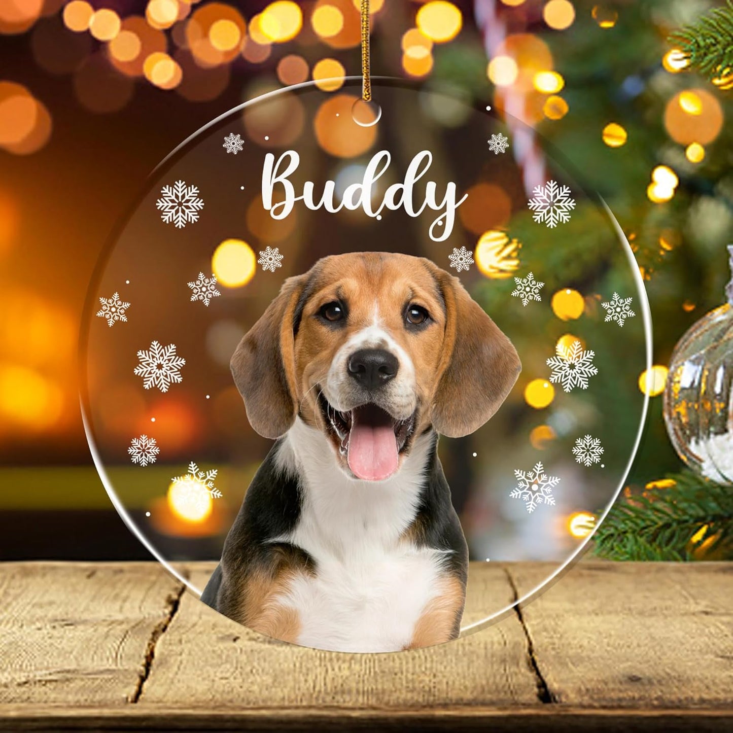 FLOCHIL Personalized Dog Christmas Ornaments, Custom Photo Name for Christmas Trees, Dog First Christmas Ornaments, Best Gifts for Pet Lovers Acrylic Ornament