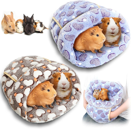 Wenqik 2 Pcs Guinea Pig Hideouts Washable Bunny Bedding Cuddle Warm Small Pet Sack Supplies Portable Pet Carrier Cage Nest Guinea Pig Accessories for Cage(Gray, Pink,Heart)