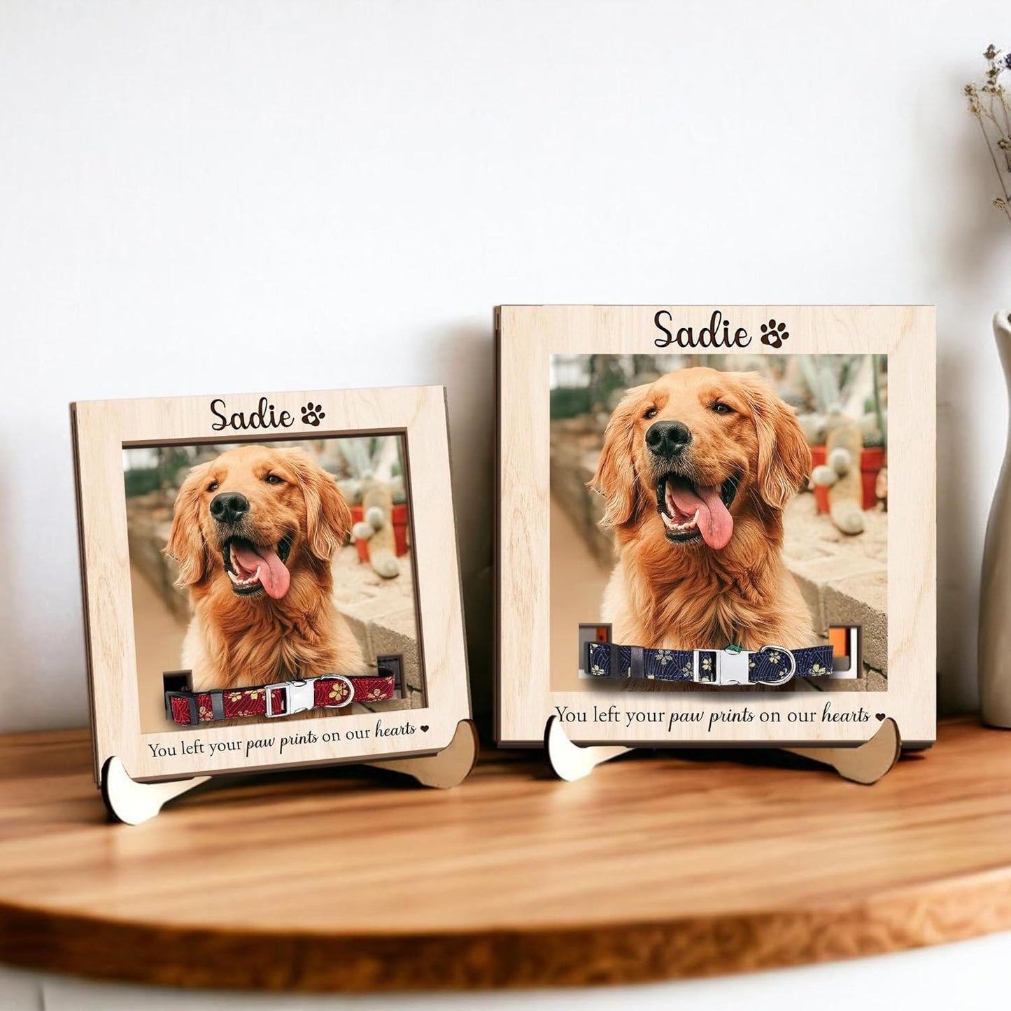 Custom Dog Memorial Frame with Collar Holder – Personalized Pet Photo Gift, Pet Loss Sympathy Gift, Remembrance Sign for Dog Lovers