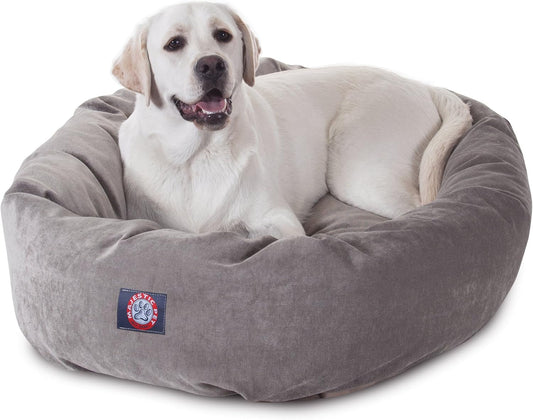 Majestic Pet 40 Inch Micro Velvet Calming Dog Bed Washable – Cozy Soft Round Dog Bed with Spine for Head Support - Fluffy Donut Dog Bed 40x29x9 (inch) – Round Pet Bed Large - Vintage