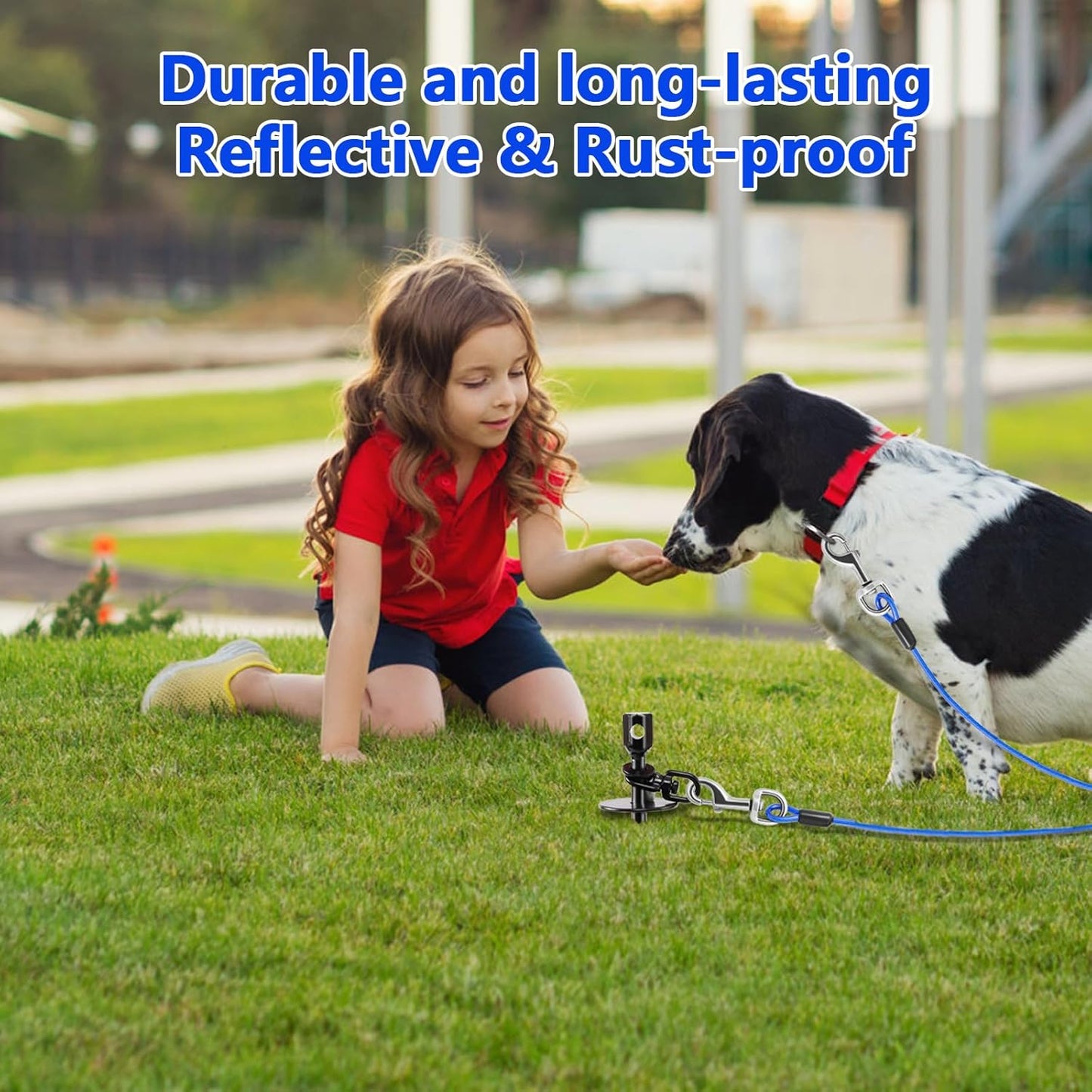 Heavy Duty Dog Tie Out Stake,14.8" Spiral Dog Stakes with Swivel Hook for Outside,Yard,Camping,Rust Proof Ground Anchor for Dogs Run Cable Leash Tether Chains,Small to Large Dogs Up to 200bs