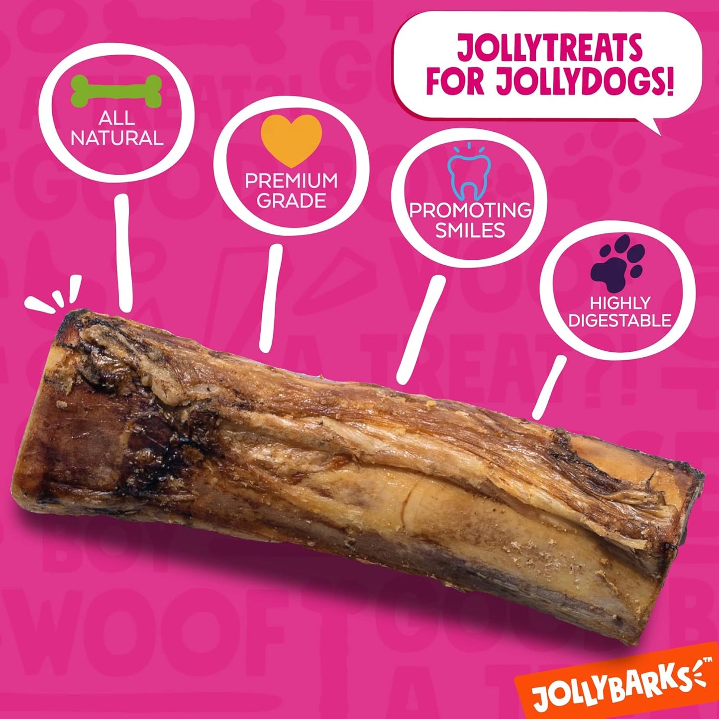 Marrow Bones for Dogs, Long Lasting Dog Bones for Large Dogs, 6" Marrow Bone, Natural Beef Bone (3 Pack)