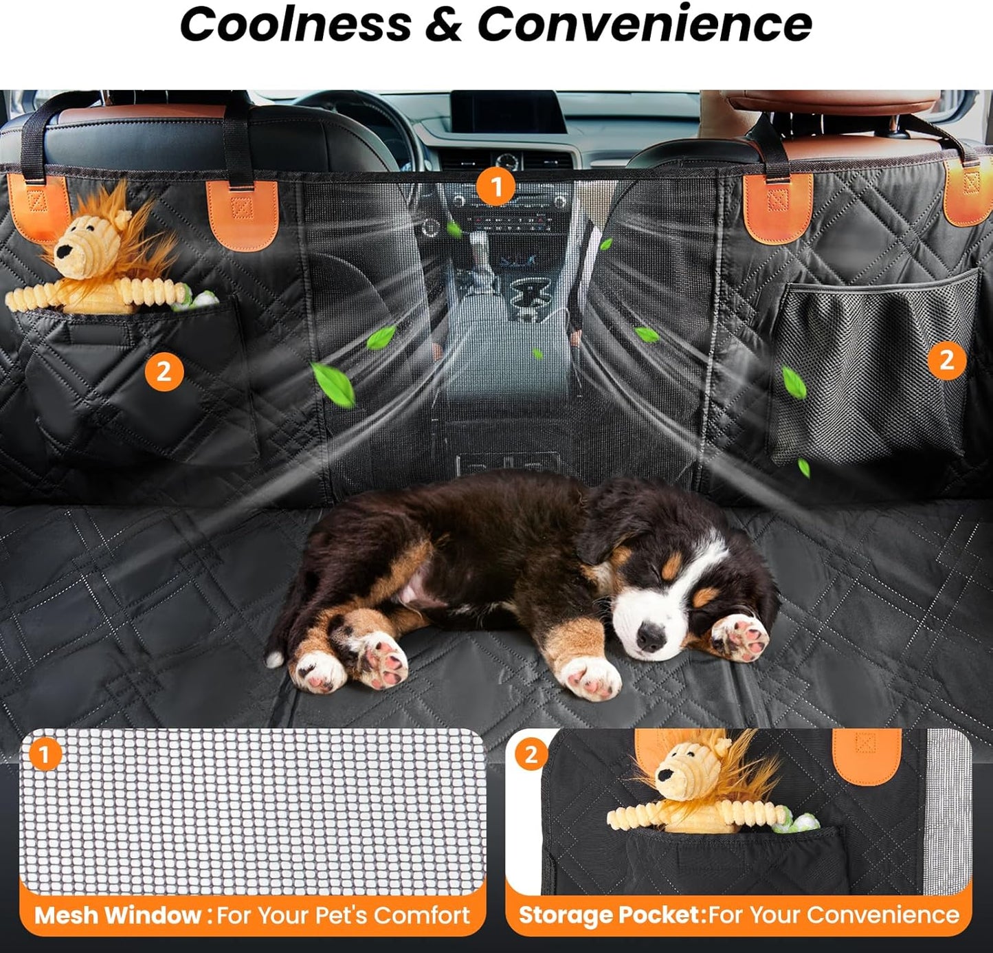 Dog Car Seat Cover for Back Seat: Hard Bottom Back Seat Extender for Dogs - Durable Dog Hammock for Car Truck SUV - Waterproof Car Seat Protector for Dogs, Prevent Pet Falls, Easy to Install