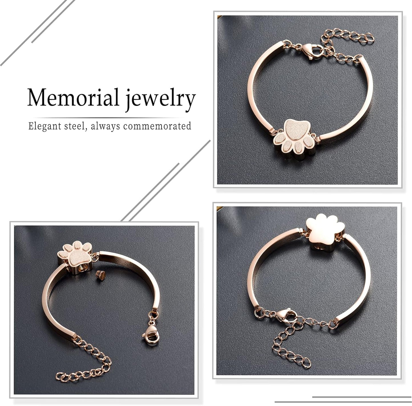 Pet Urns For Dogs/Cats - Pet Ashes Necklace - Paw Print Urn Necklace with Mini Keepsake Urn Memorial Ash Jewelry