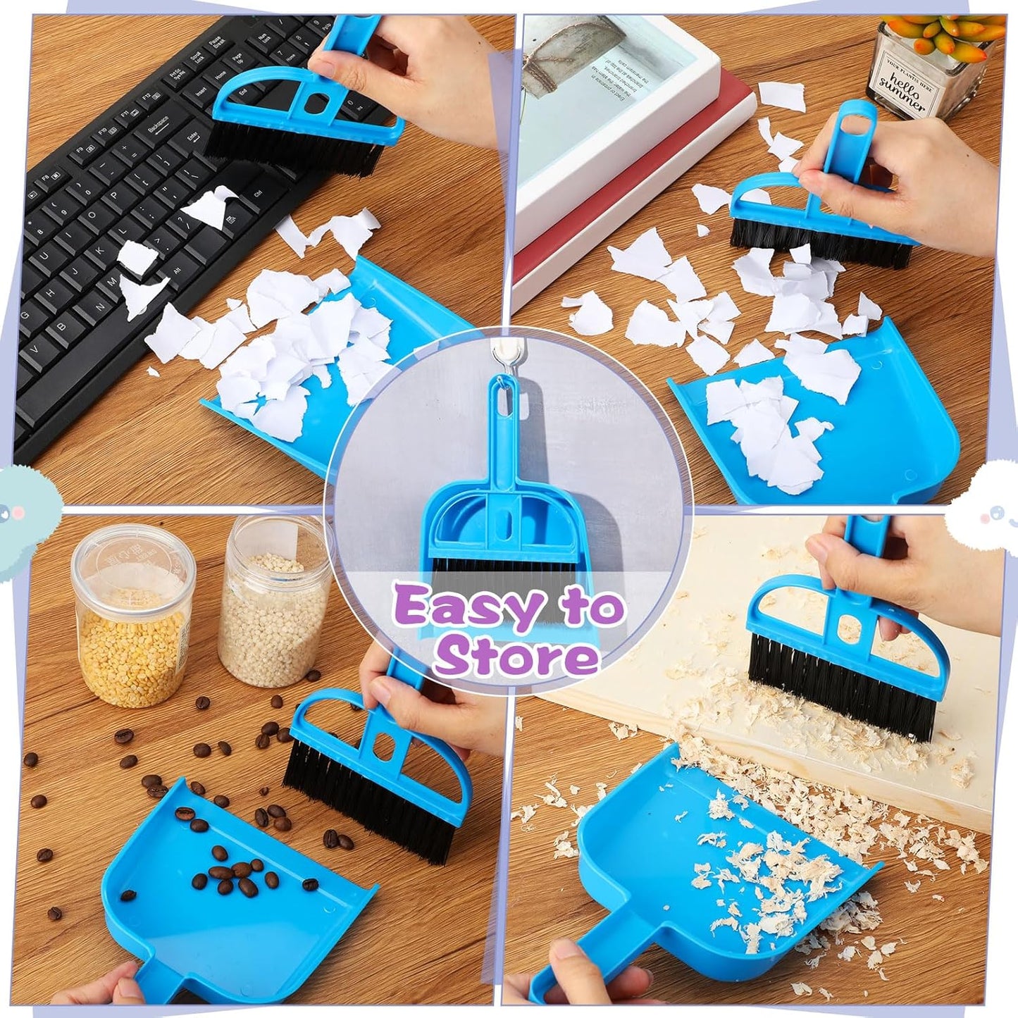 Tudomro 10 Pcs Guinea Pig Bed Mat with Cleaning Dustpan Brush 15" x 11" Animal Bedding Fleece Bunny Sleeping Pad for Small Dogs Cats Rats Hedgehogs Ferrets Hamster Indoor (Heart Star)