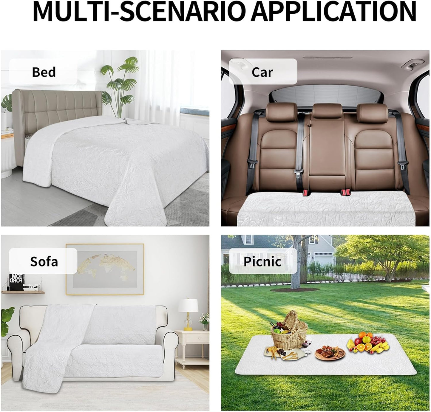 Easy-Going Waterproof Dog Bed Cover Reversible Leak Proof Pet Blanket Replacement Mat for Furniture Washable Couch Cover Sofa Cover for Dogs Cat(30x53 Inch, White/White)