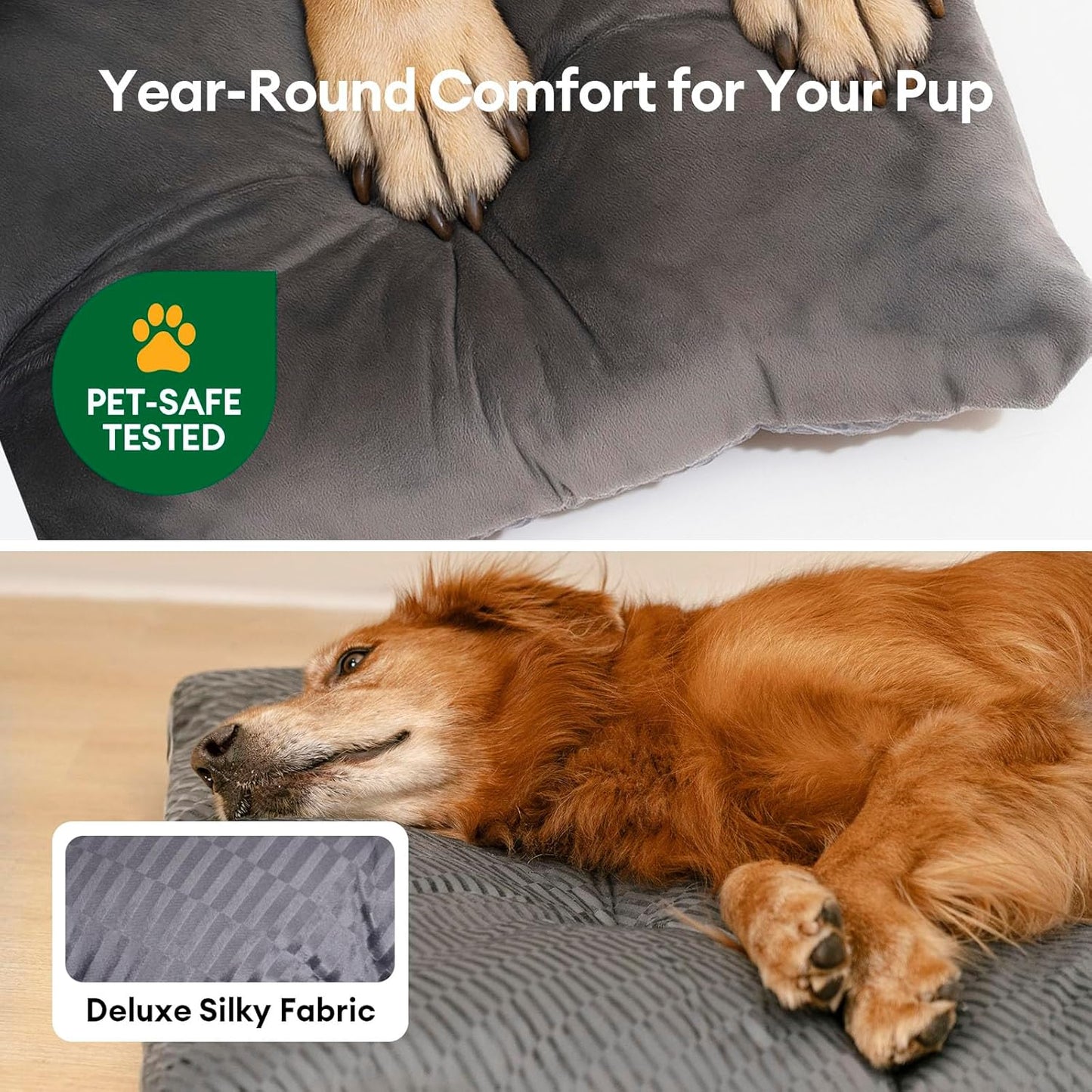 FUNNY FUZZY Washable XL Dog Crate Bed for Extral Large Dogs,Reversible Plush Flat Dog Bed Mat, Pillows,Soft Comfy Kennel Pad,Pet Sleeping Mattress,Pet Cushion,42" × 28", Charcoal Grey