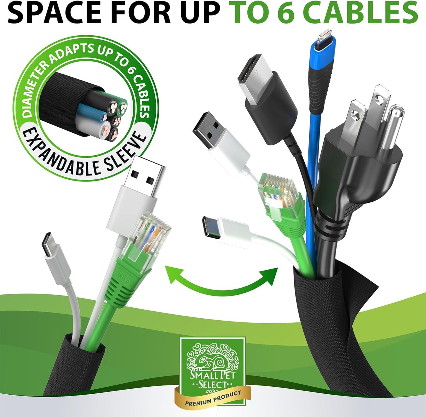 Small Pet Select Heavy Duty Cord Cover - Black, 10ft - Ultra Durable Electrical Cable and Wire Protector for Rabbits, Dogs, Cats and Other Pets - Cord Management and Animal Protection