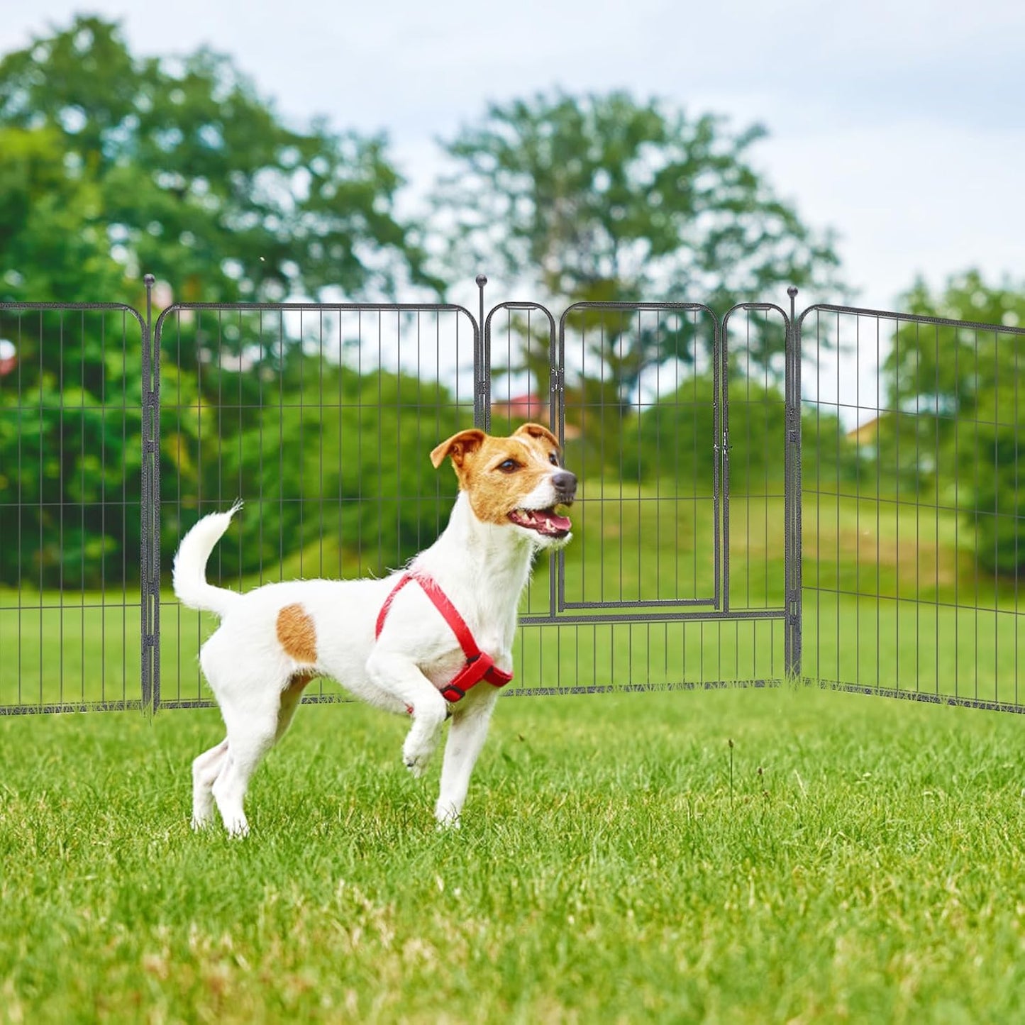 KOOPRO Dog Playpen Indoor, Dog Fence Outdoor for Yard 32" Height Heavy Duty Metal Puppy Play Pen Rustproof with Doors for Small/Medium/Large Dogs Portable Exercise Pet Fence for RV Camping, 24 Panels