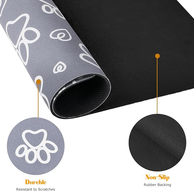 Pet Feeding Mat, Absorbent Cat Dog Mat for Food and Water Bowls Floors, No Stains Quick Dry Cat Dog Feeding Water Bowl Mats for Sloppy Drinkers, Pet Feeding & Watering Supplies (Grey, 16"x 24")